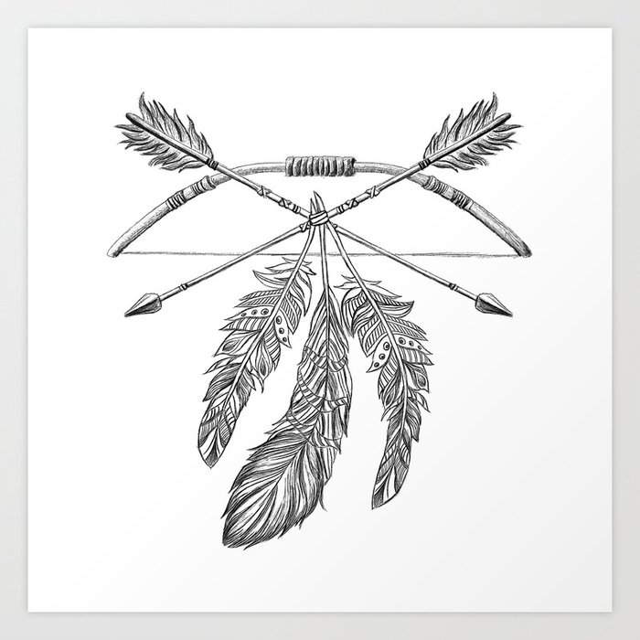feathered arrow clip art black and white