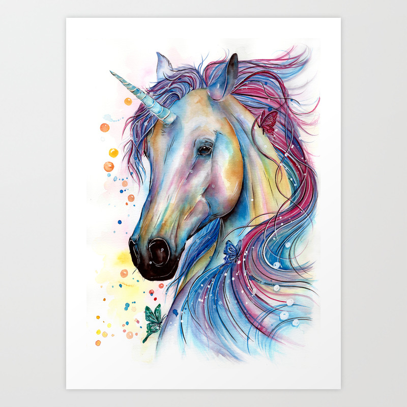 Whimsical Unicorn Art Print By Fionaclarkeart Society6