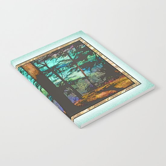 MOUNTAIN LAKE THROUGH HEMLOCK TREES Notebook