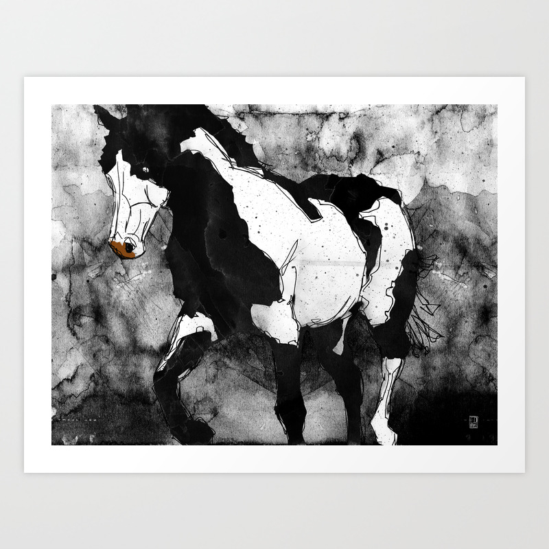 Black White Horse Art Print By Edpires Society6