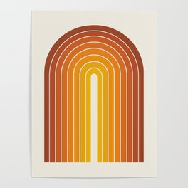 Gradient Arch IX Retro Orange Mid Century Modern Rainbow Poster
