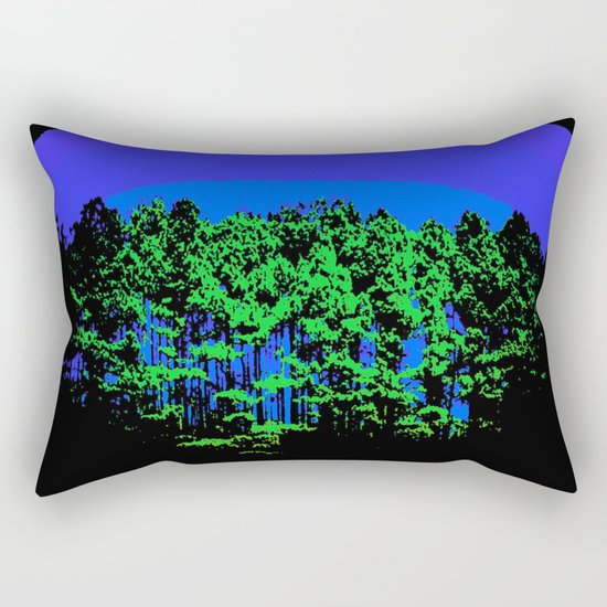 Mod Trees Blue & Green Rectangular Pillow