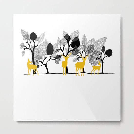 Trees & Deers Metal Print