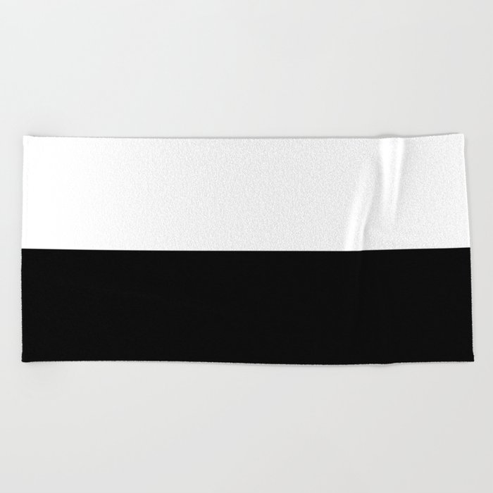 Abstract Black and White Horizon Color Block Beach Towel