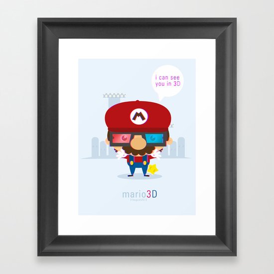 mario 3d Framed Art Print