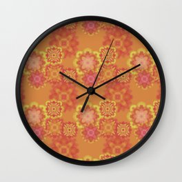 Florets on Orange  Wall Clock