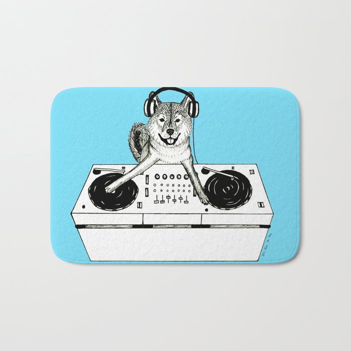 Shiba Inu Dog DJ-ing Bath Mat