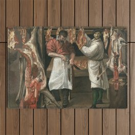 Annibale Carracci - The Butcher's Shop  Outdoor Rug