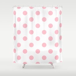 Polka Dots - Pink on White Shower Curtain
