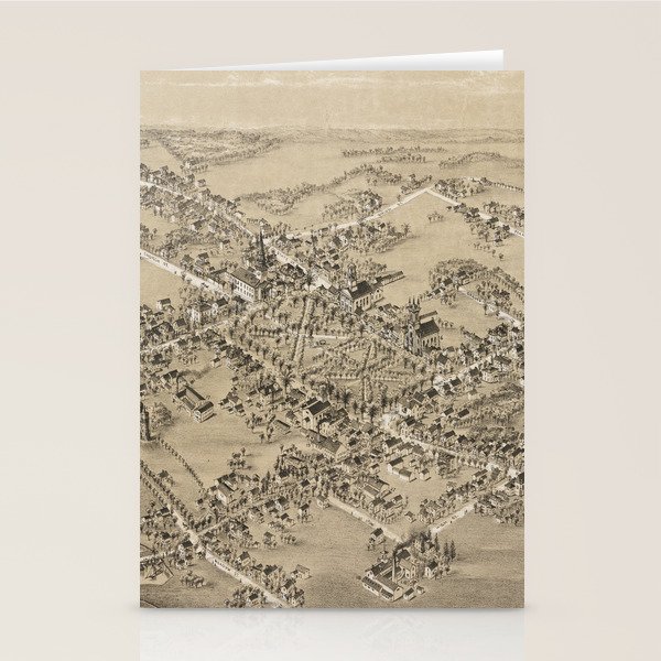 Vintage Pictorial Map of Guilford CT (1881) Stationery Cards by