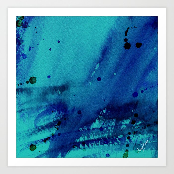 watercolor splash blue art print by anujaborker society6 watercolor splash blue art print by anujaborker