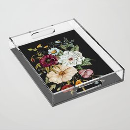 Colorful Wildflower Bouquet on Charcoal Black Acrylic Tray