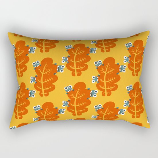 Cute Bugs Eat Autumn Leaf Rectangular Pillow