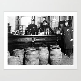 Prohibition - Speakeasy Police Raid Bootlegger - Moonshine Alcohol Art Print