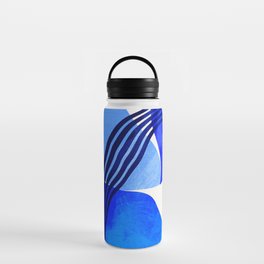 minimal mid century mod organic shapes blue Water Bottle
