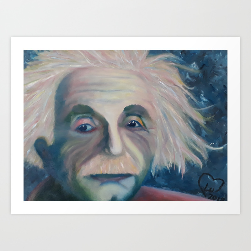 Albert Einstein Original Painting By Lu Art Print By Luartgallery