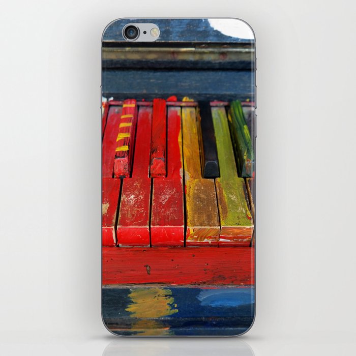 Arts and crafts colorful painted piano keys musical color photograph / photography for home and wall decor iPhone Skin
