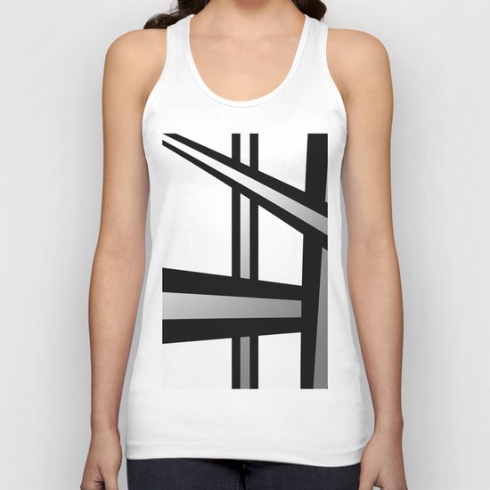 Bold Metallic Beams - Minimalistic, abstract black and white artwork Unisex Tank Top