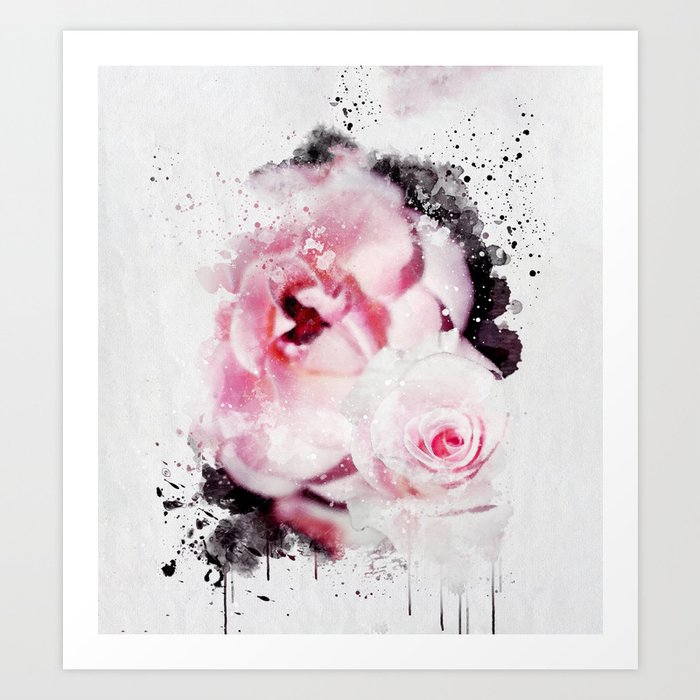 Pink Roses - Watercolor Art Print