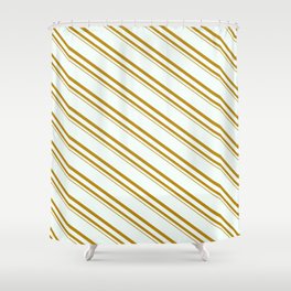 [ Thumbnail: Mint Cream and Dark Goldenrod Colored Stripes Pattern Shower Curtain ]