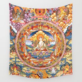 White Tara Mandala Buddhist Thangka Wall Tapestry