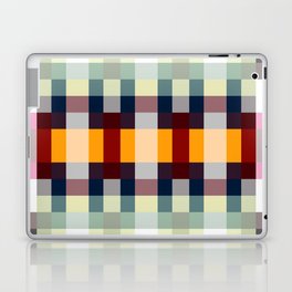 geometric symmetry art pixel square pattern abstract background in red brown yellow Laptop Skin