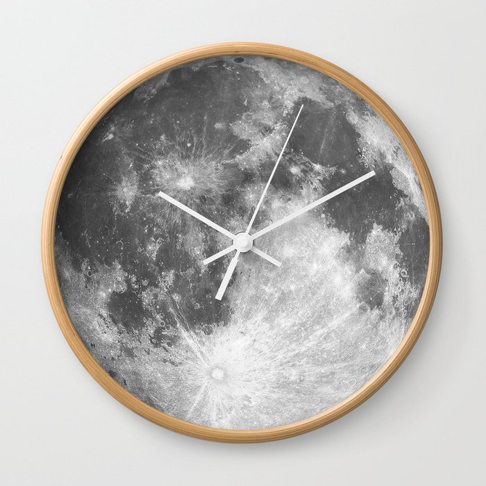 Full Moon phase print black-white monochrome new lunar eclipse poster home bedroom wall decor Wall Clock