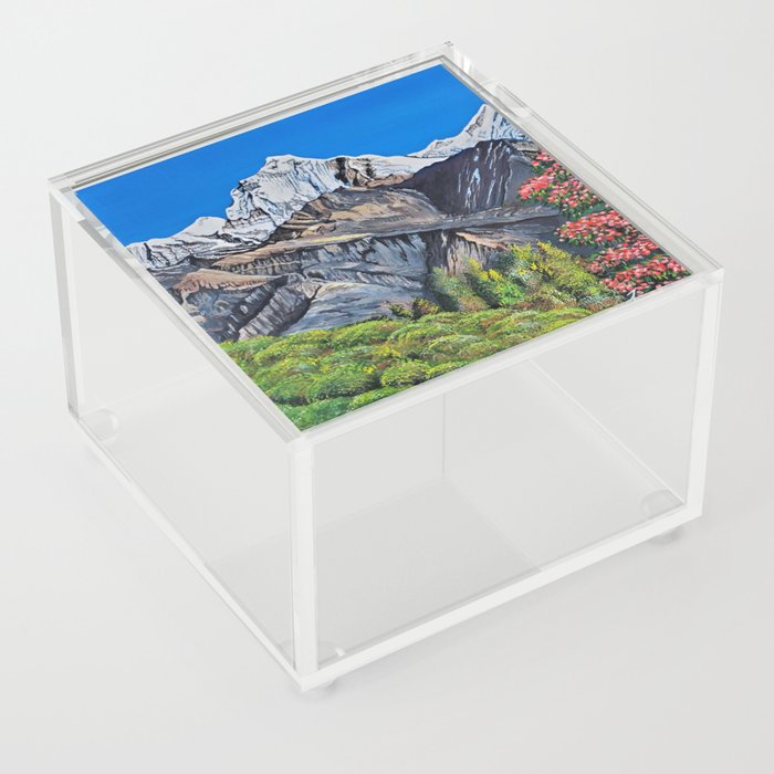 Mount Everest from Nepal Himalayan Mountains Acrylic Box