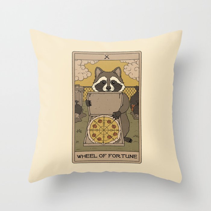 Wheel of Fortune - Raccoons Tarot Throw Pillow