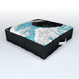 The Great Wave (night version) Outdoor Floor Cushion