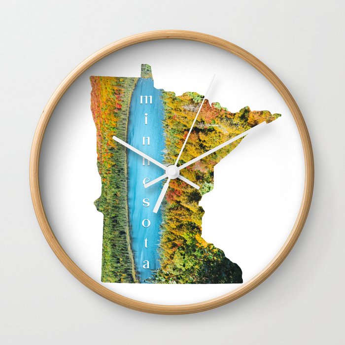 Map of Minnesota | Autumn Forest and Lake Wall Clock