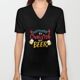 Motivated By Crawfish & Beer V Neck T Shirt