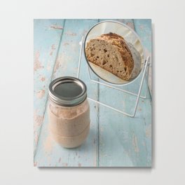 Prints for Ukraine - Sourdough Bread Reflections Metal Print | Photo, Reflection, Mirror, Aspiration, Development, Sourdough, Blue, Bread, Growth, Color 