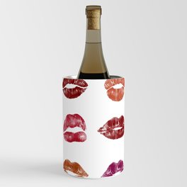 Pink Lipstick Lips Print Wine Chiller