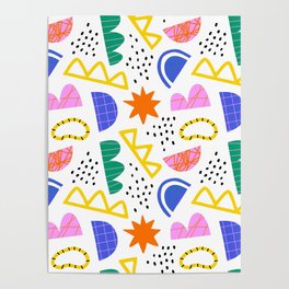 Abstract shape seamless pattern with colorful geometric doodles Poster