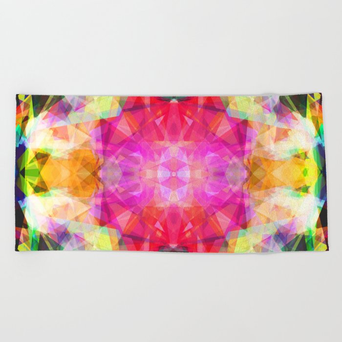 Abstract pink teal lavender lilac modern kaleidoscope Beach Towel