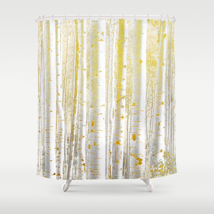 Gold Birch Forest Shower Curtain By Lauragordon Society6