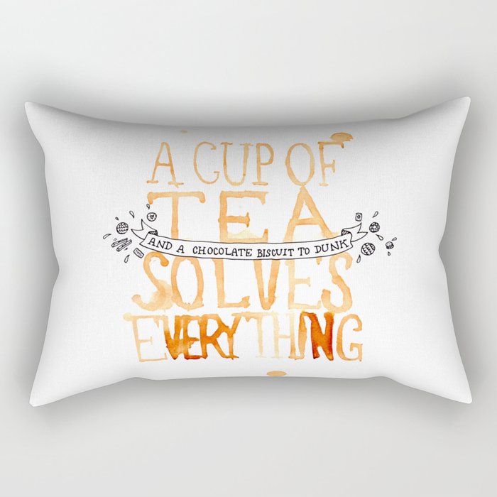 A Cup of Tea Solves Everything  Rectangular Pillow