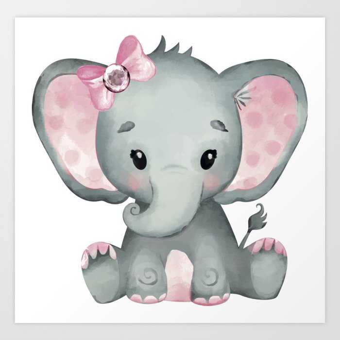Cute Baby Elephant Art Print By Debramiller Society6