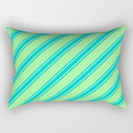 [ Thumbnail: Green & Dark Turquoise Colored Lines/Stripes Pattern Rectangular Pillow ]