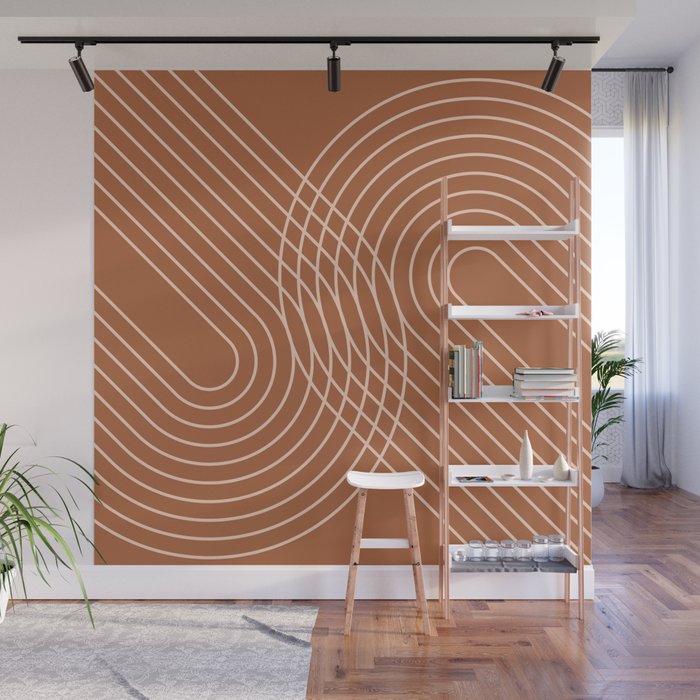 Geometric Lines in Earthy Shades Wall Mural