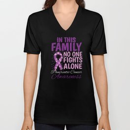 Family Fights Alone Pancreatic Cancer Awareness V Neck T Shirt