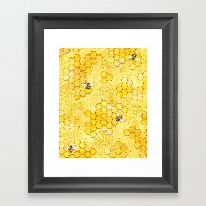 Meant to Bee - Honey Bees Pattern Framed Art Print