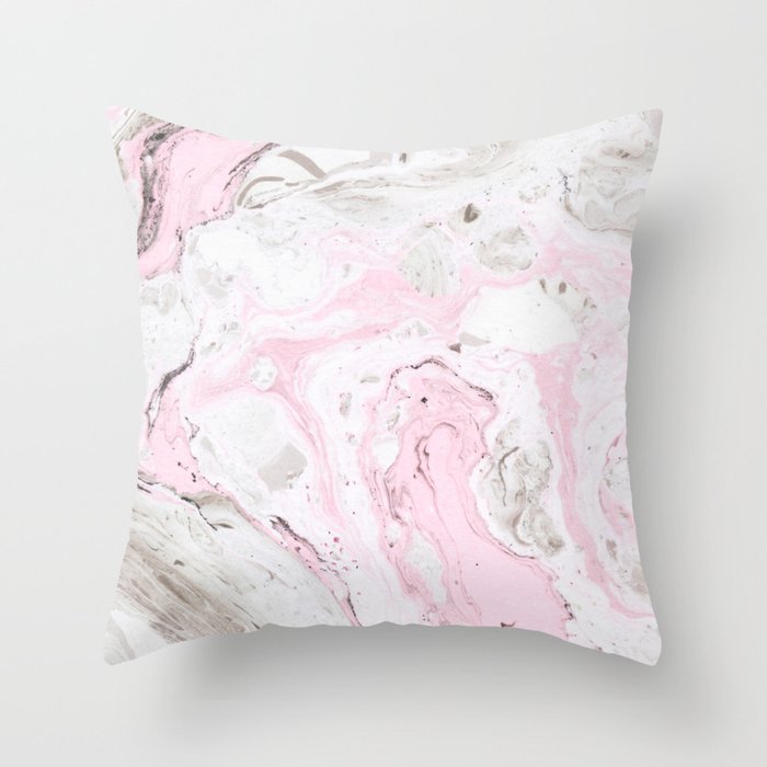 Pink and gray marble Throw Pillow by mmartabc Society6