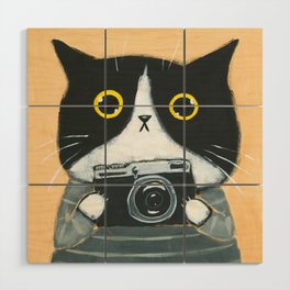 Kitty With a Camera Wood Wall Art