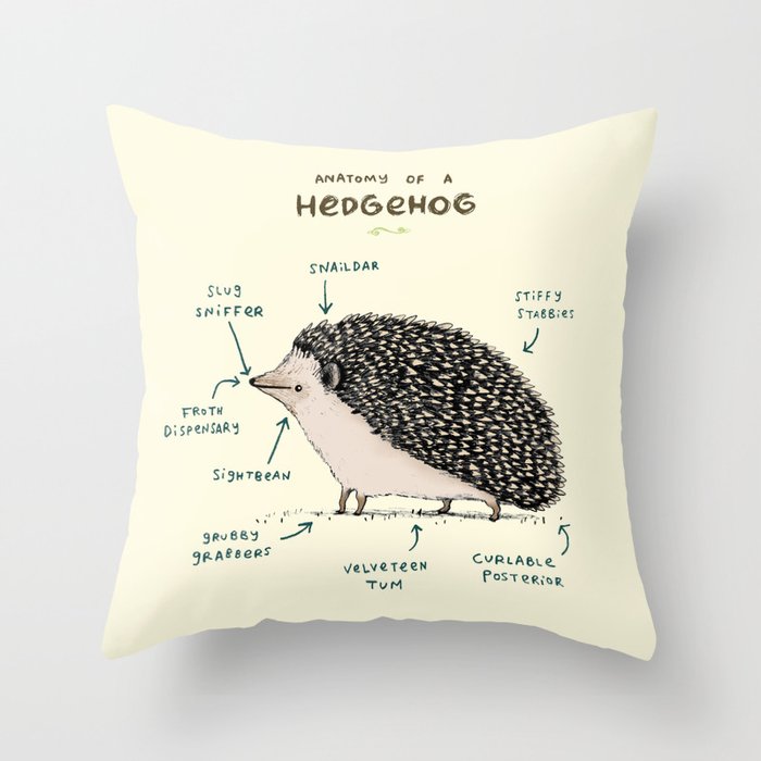 Anatomy of a Hedgehog Throw Pillow