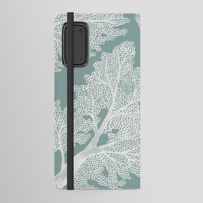 Sea Fan Coral – White on Mint Android Wallet Case