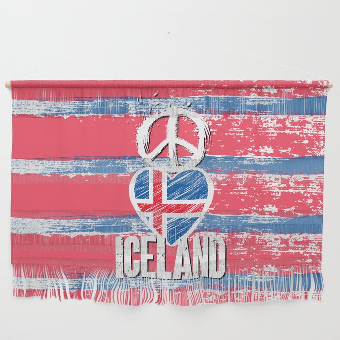 Peace Love Iceland Wall Hanging
