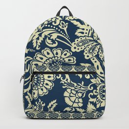 damask in white and blue vintage Backpack