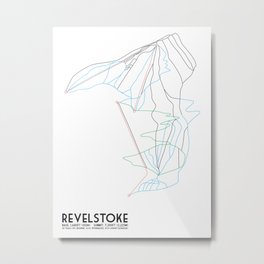Revelstoke, BC, Canada - Minimalist Trail Map Metal Print | Abstract, Vector, Pop Art, Digital 